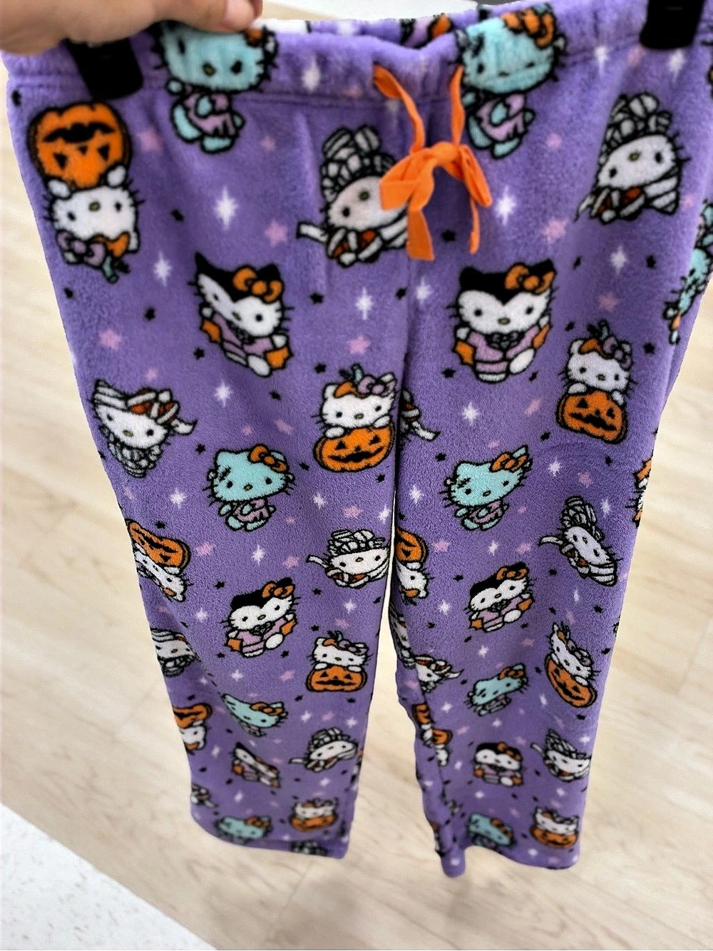 Sanrio Hello Kitty Halloween Fleece Pajama Pants Purple Printed Leggings